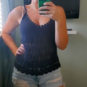Black crochet top